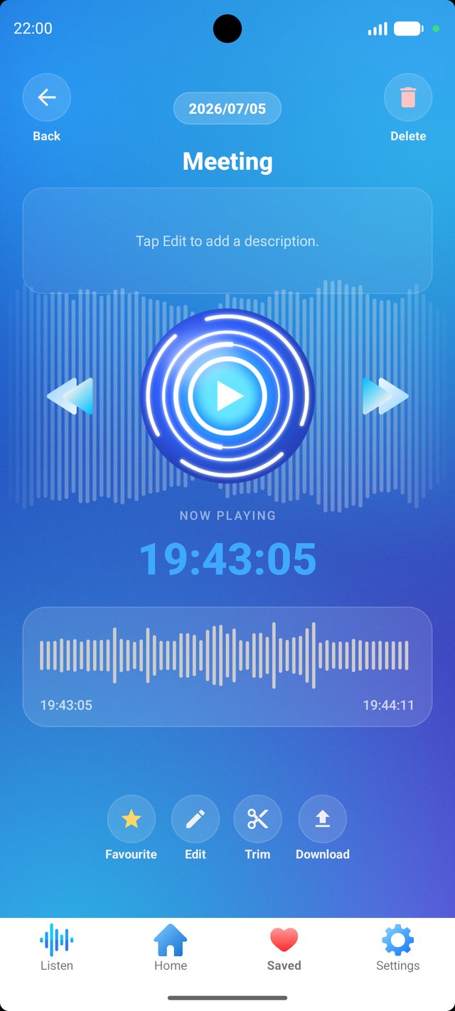 Saved recording preview