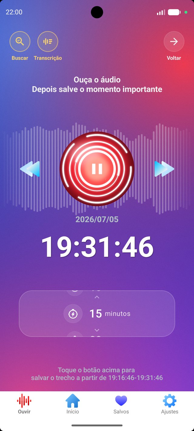 Tela de gravação em loop
